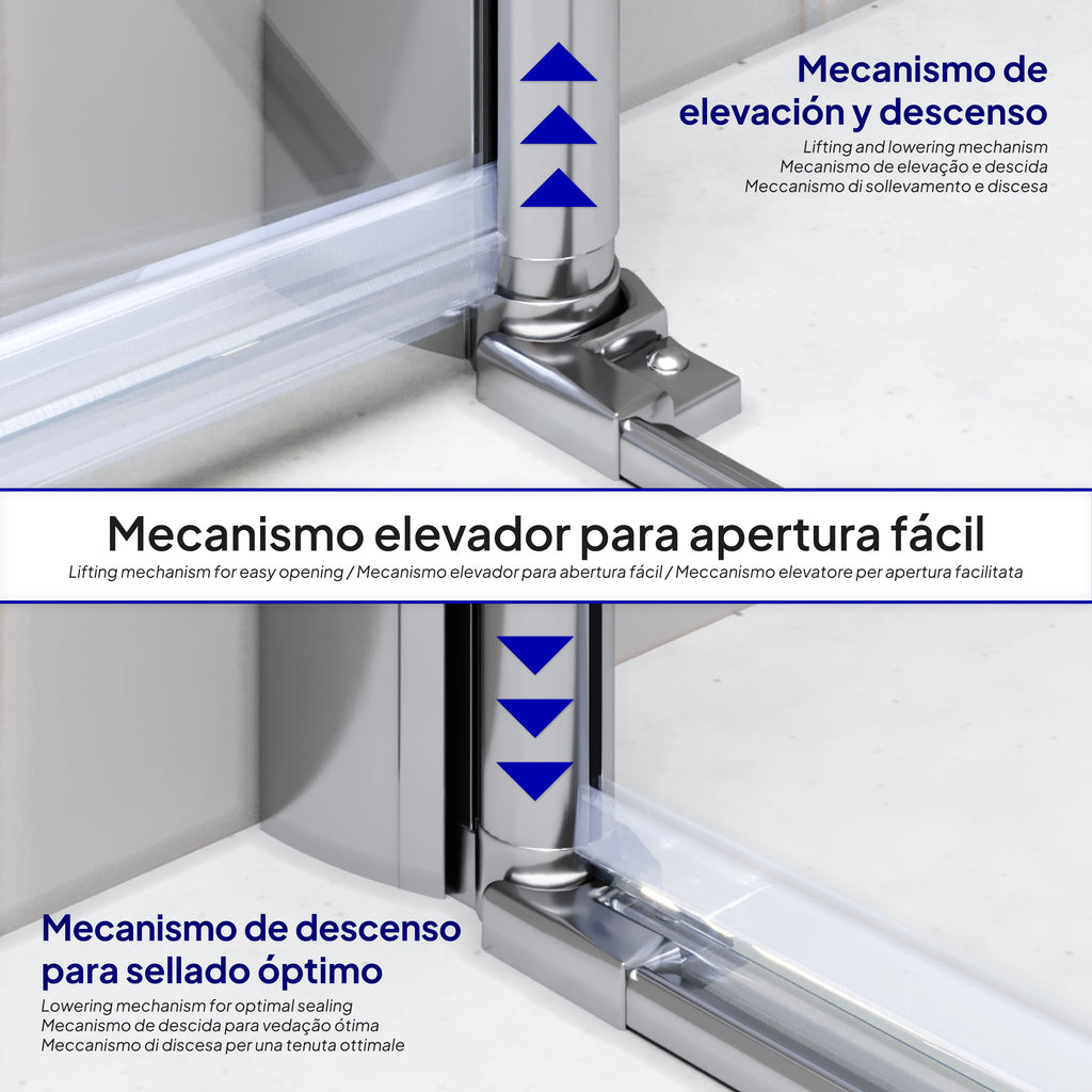 EMMA - Cabine de duche com portas articuladas, vidro 6 mm e perfil cromado