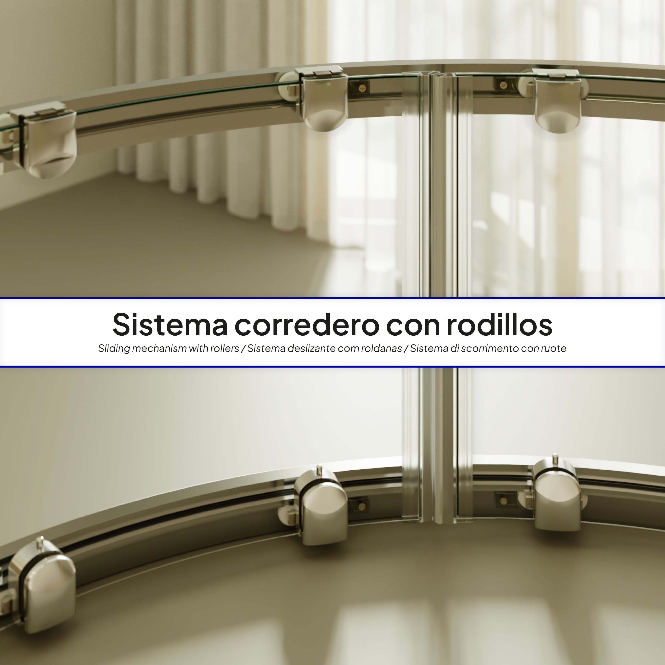 ELLA - Box doccia semicircolare con ante scorrevoli in vetro trasparente e profilo cromato
