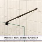 FIONA - Painel de duche walk-in em vidro temperado 8 mm com perfil preto mate e barra 23BM