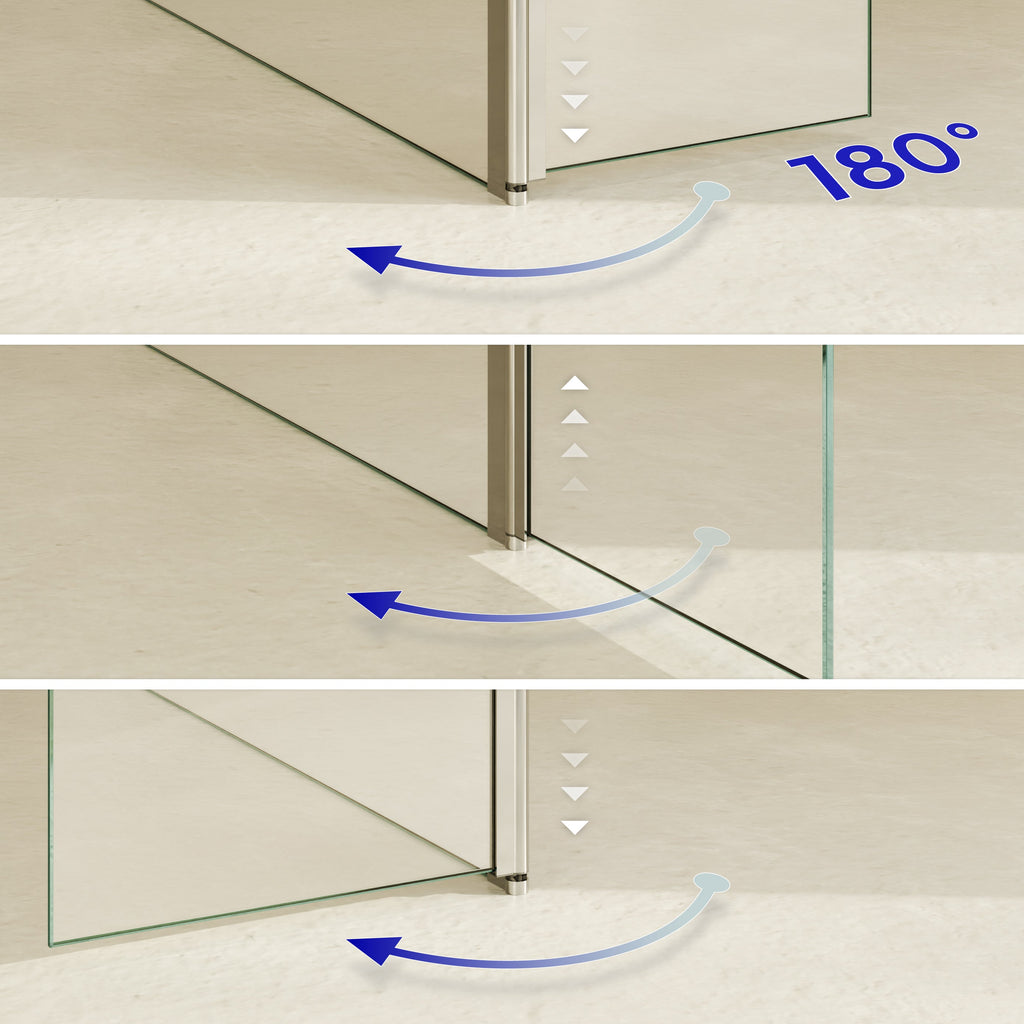 FIONA - Painel de duche Walk-In com painel lateral giratório em vidro temperado 10 mm
