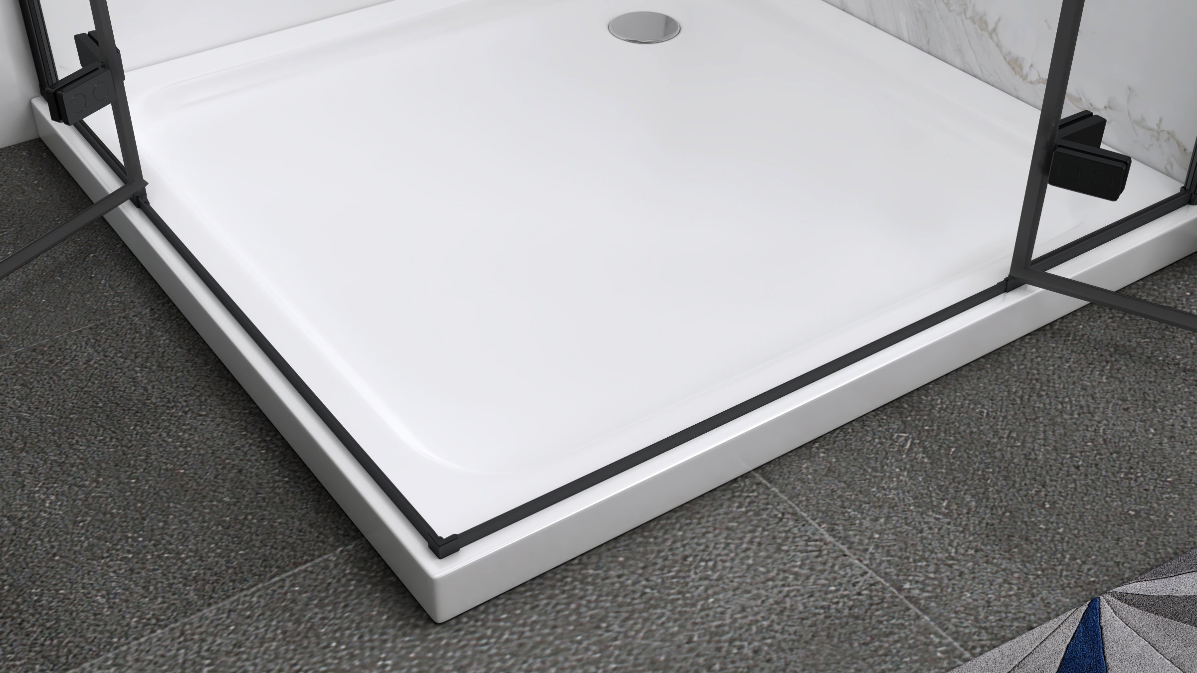 JAYLA - Cabine de duche com portas batentes, vidro 6 mm e perfil preto mate