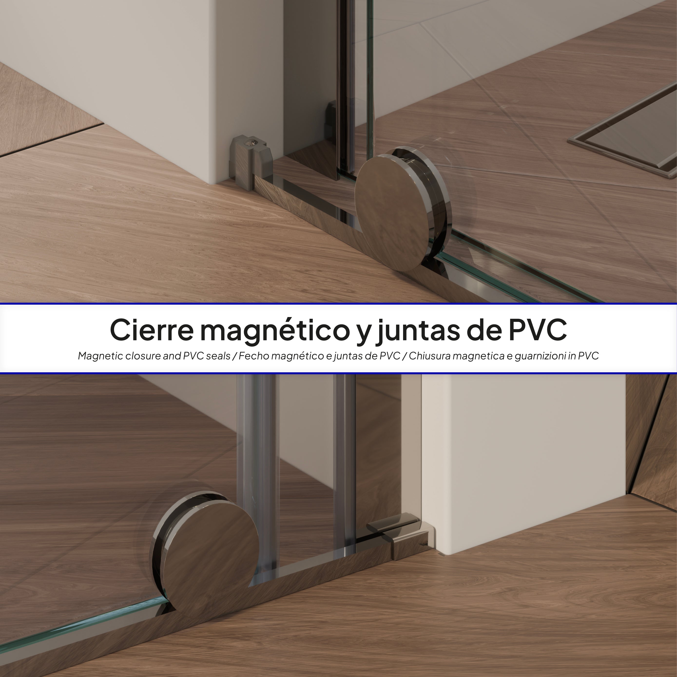 NADINE - Porta de duche com porta de correr em vidro temperado 8 mm e perfil cromado