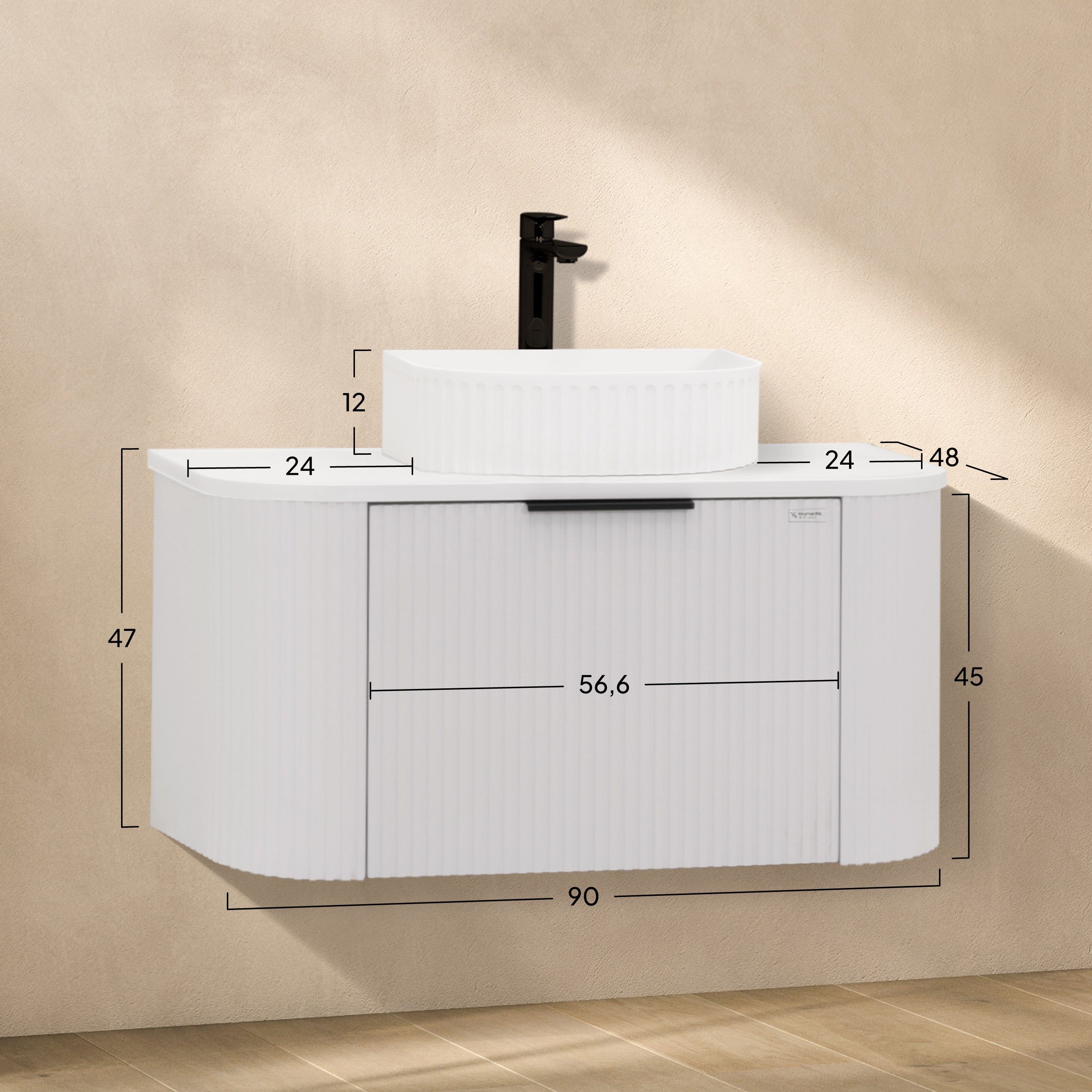 MAIA - Mueble de lavabo suspendido con cajones