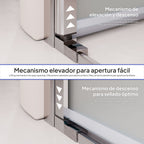 LARA - Mampara de ducha con puertas abatibles de vidrio templado esmerilado de 6 mm