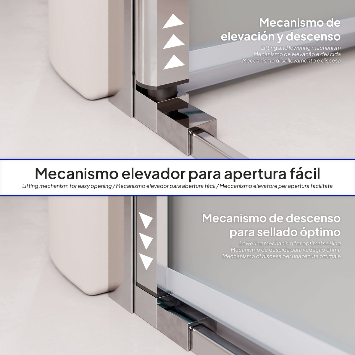 LARA - Mampara de ducha con puertas abatibles de vidrio templado esmerilado de 6 mm