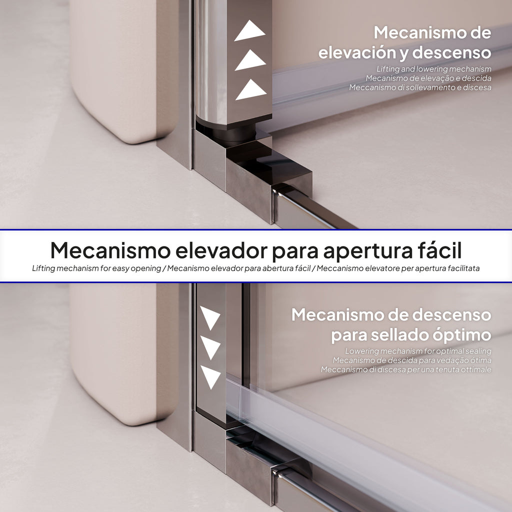 LARA - Mampara de ducha con puertas batientes de cristal templado parcialmente esmerilado de 6 mm