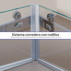 ANNA - Cabina de ducha angular con puertas correderas, cristal templado 8 mm