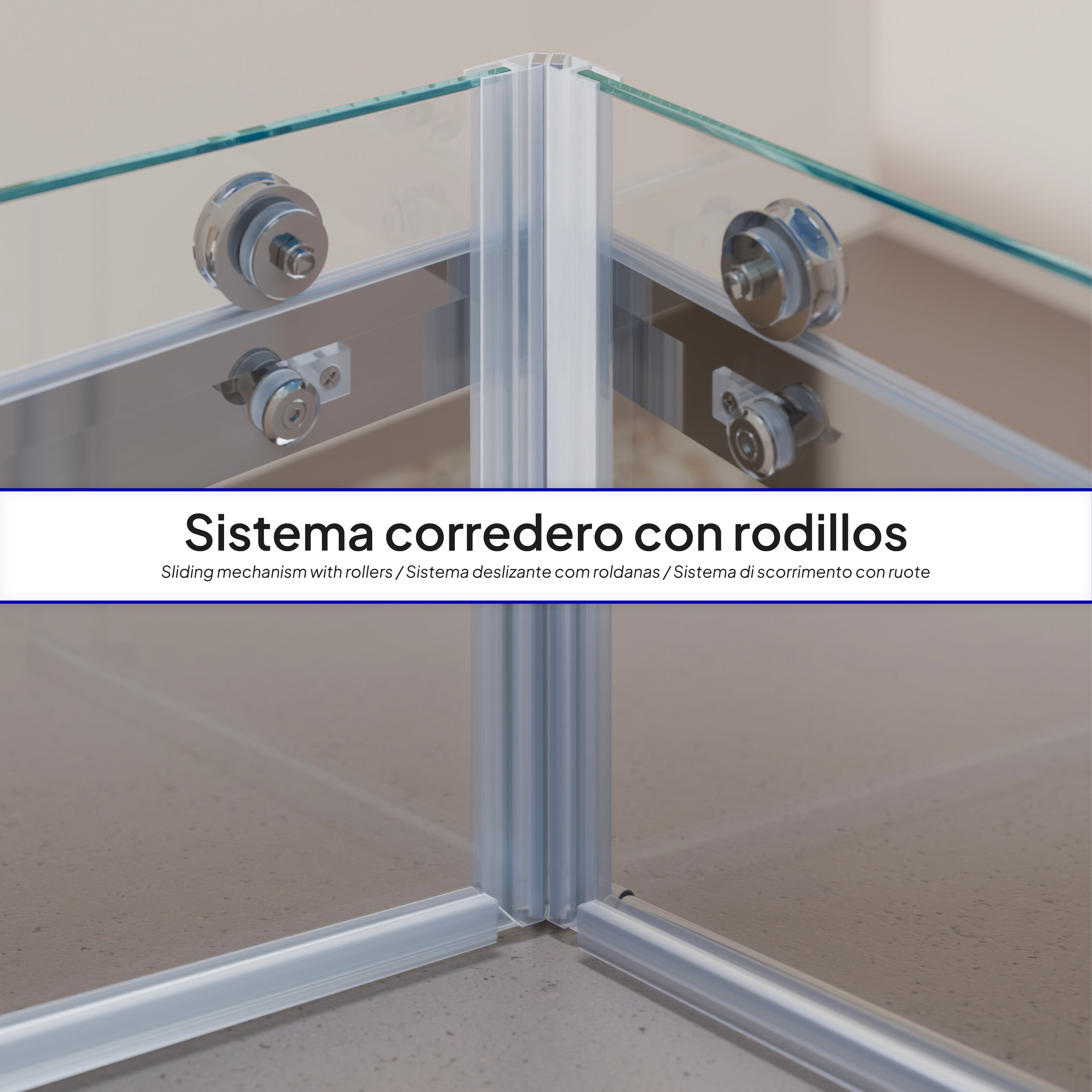 ANNA - Cabine de duche de canto com portas de correr, vidro temperado 8 mm