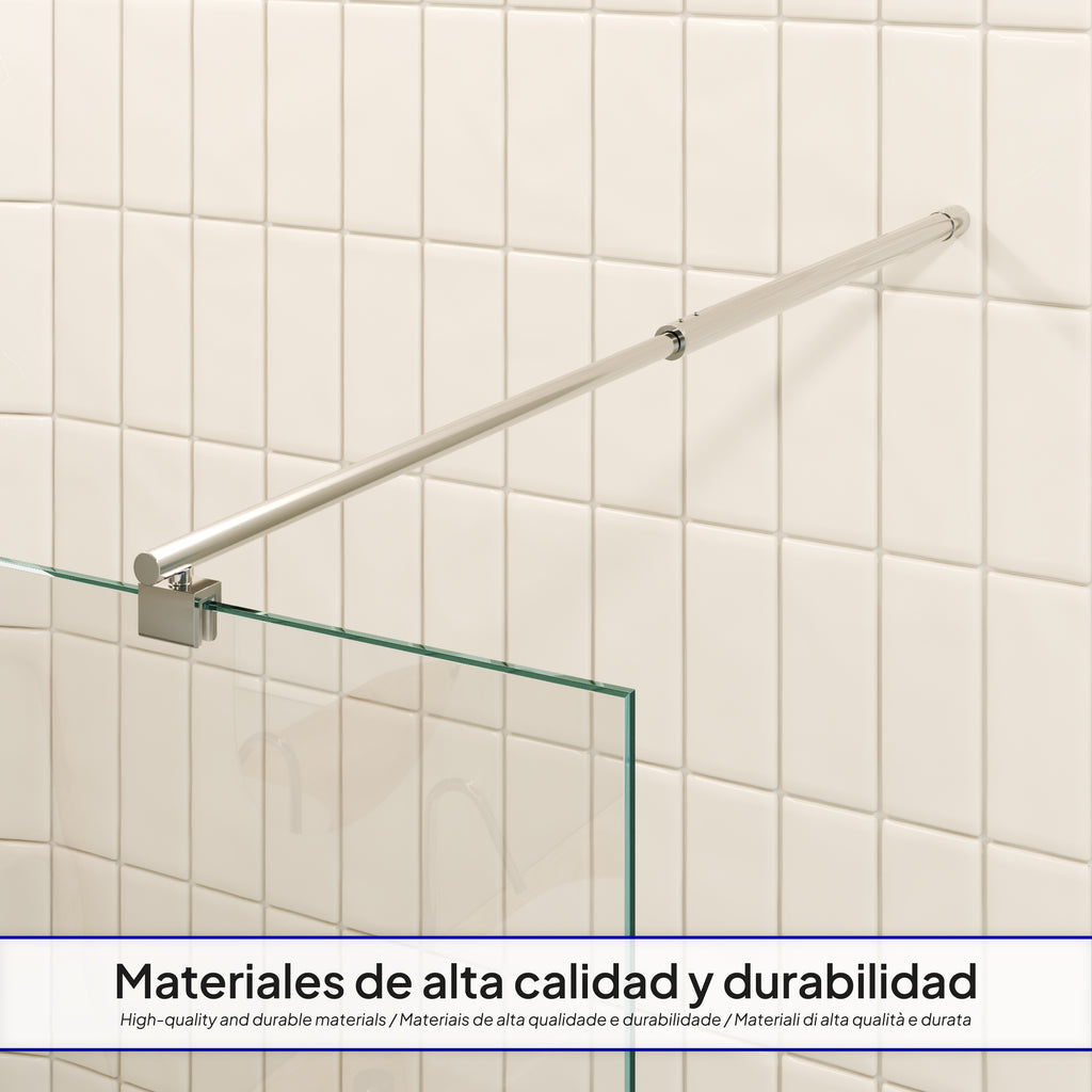 FIONA - Painel de duche walk-in em vidro temperado 8 mm com perfil cromado