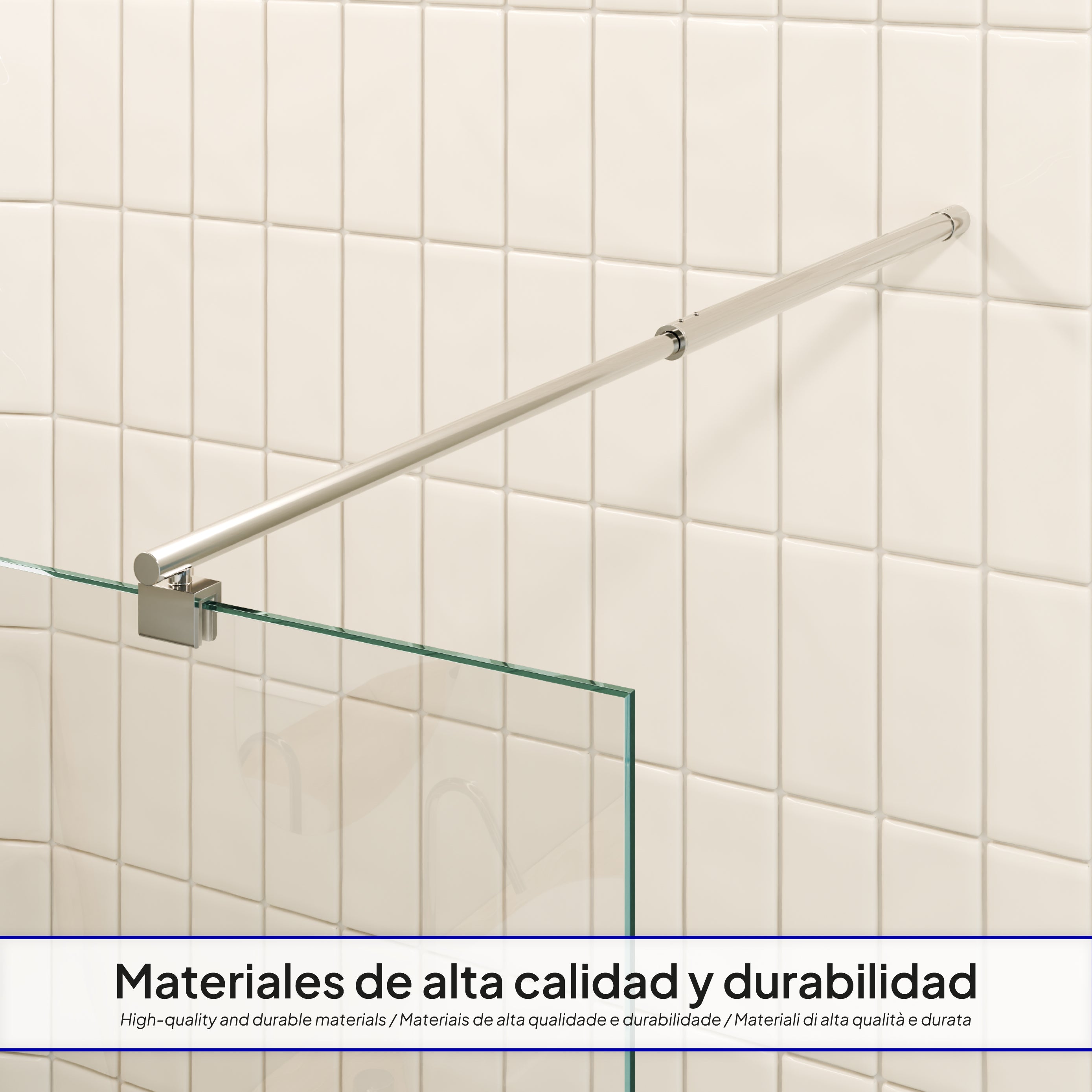 FIONA - Painel de duche walk-in em vidro temperado 8 mm com perfil cromado
