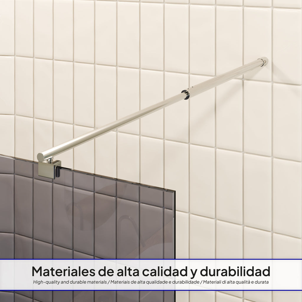 FIONA - Painel de duche Walk-In em vidro temperado escurecido 10 mm com perfil cromado