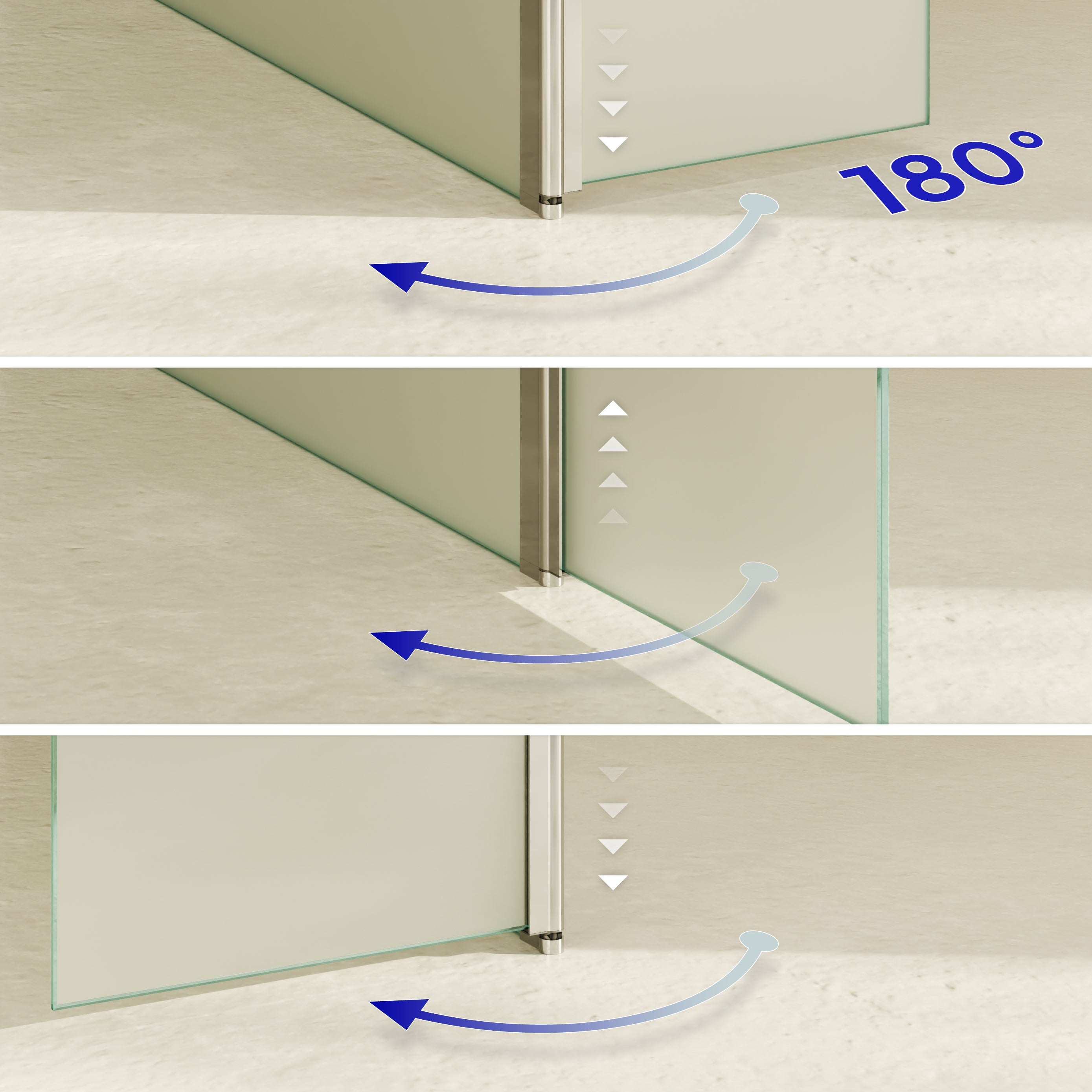 FIONA - Painel de duche Walk-In com painel lateral giratório em vidro temperado fosco 10 mm