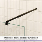 FIONA - Painel de duche walk-in em vidro temperado 8 mm com perfil preto mate e barra 22BM
