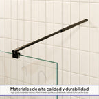 FIONA - Mampara de ducha Walk-In de cristal templado medio esmerilado 10 mm con perfil negro mate