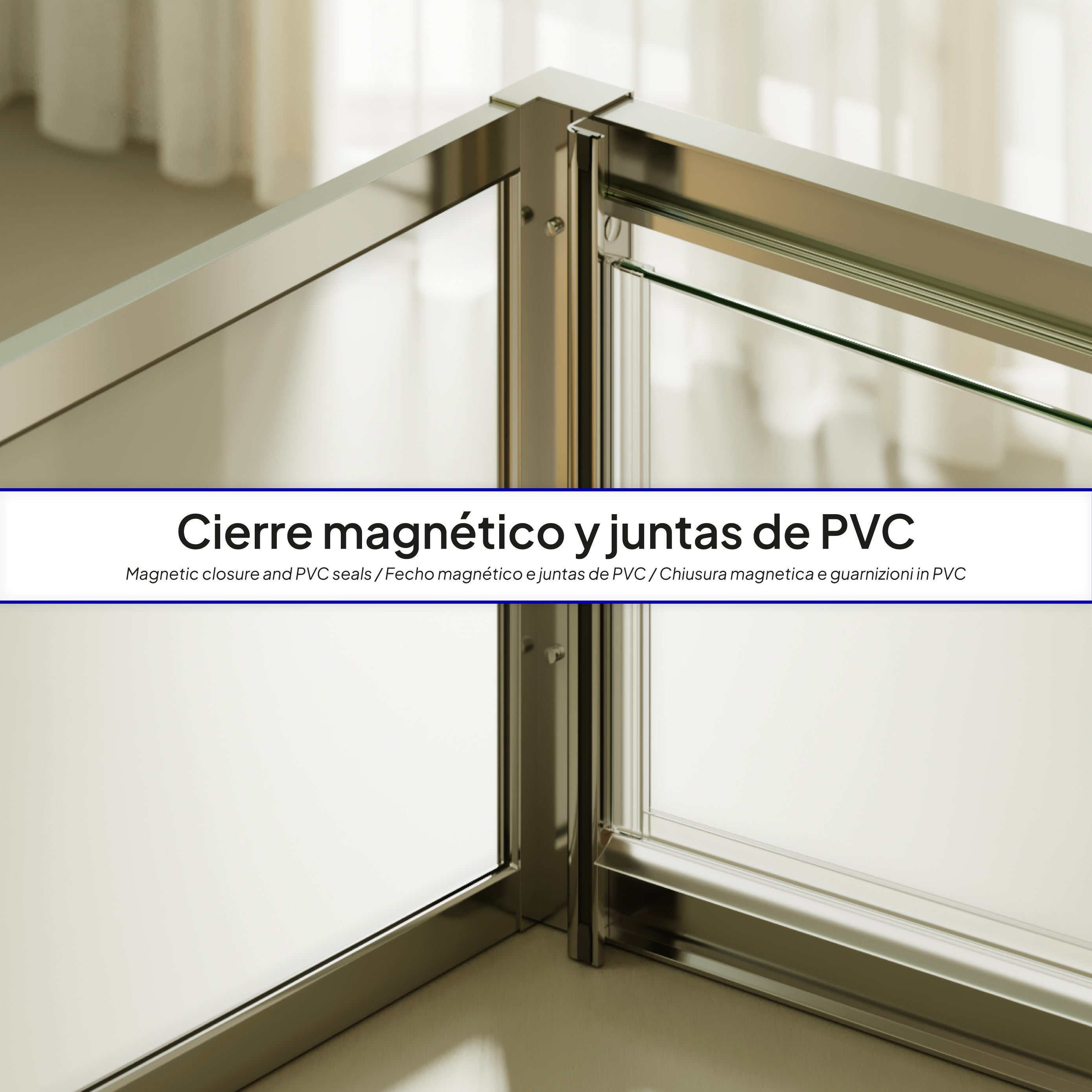 ISADORA - Cabine de duche frontal com portas articuladas em vidro temperado e perfil cromado