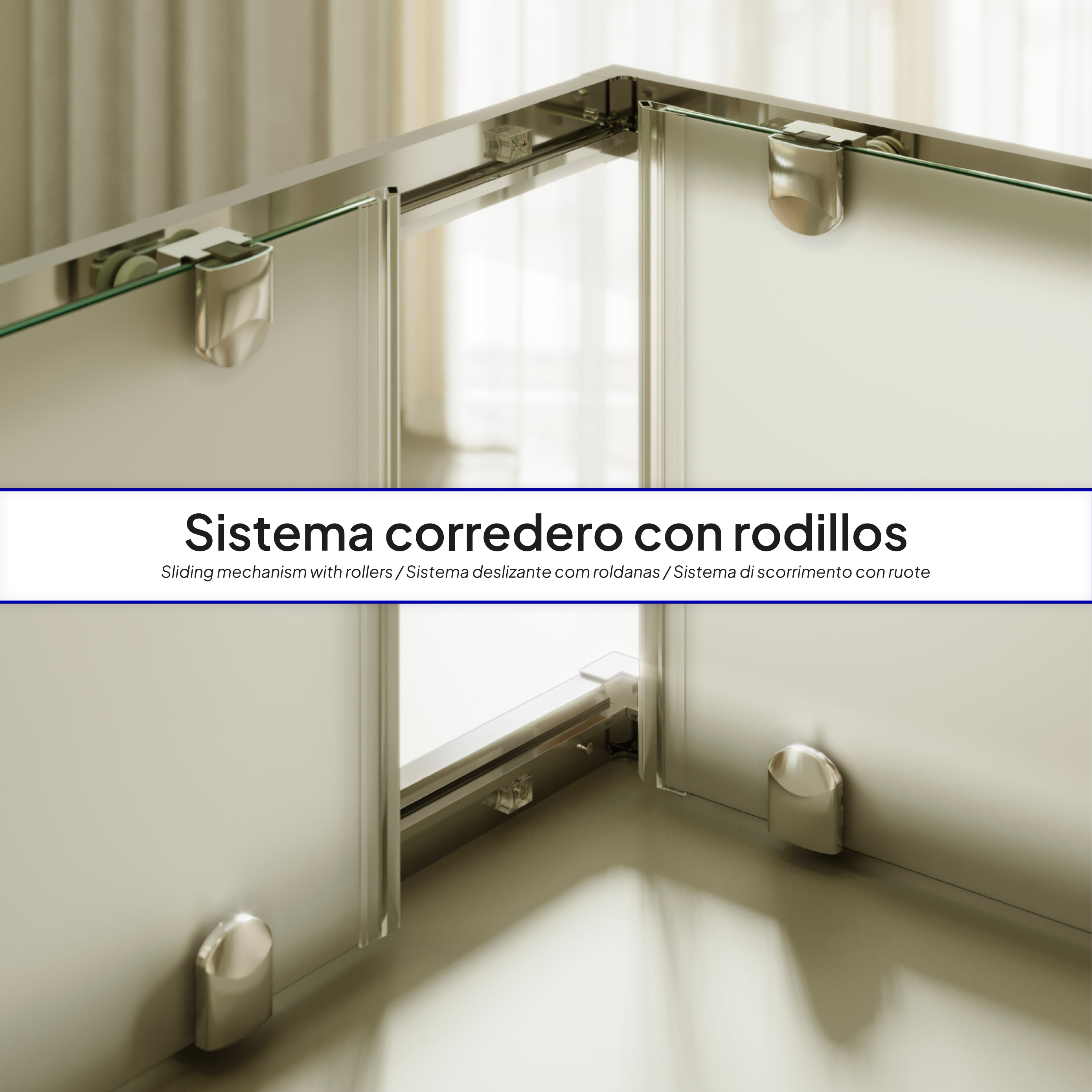 DIANA - Cabine de duche de canto com portas de correr em vidro temperado fosco