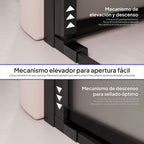 LARA - Puerta de ducha con puertas abatibles de cristal templado esmerilado de 6 mm y perfil negro mate