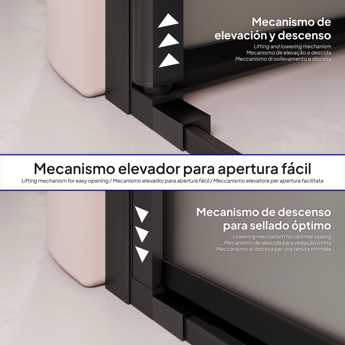 LARA - Puerta de ducha con puertas abatibles de cristal templado esmerilado de 6 mm y perfil negro mate