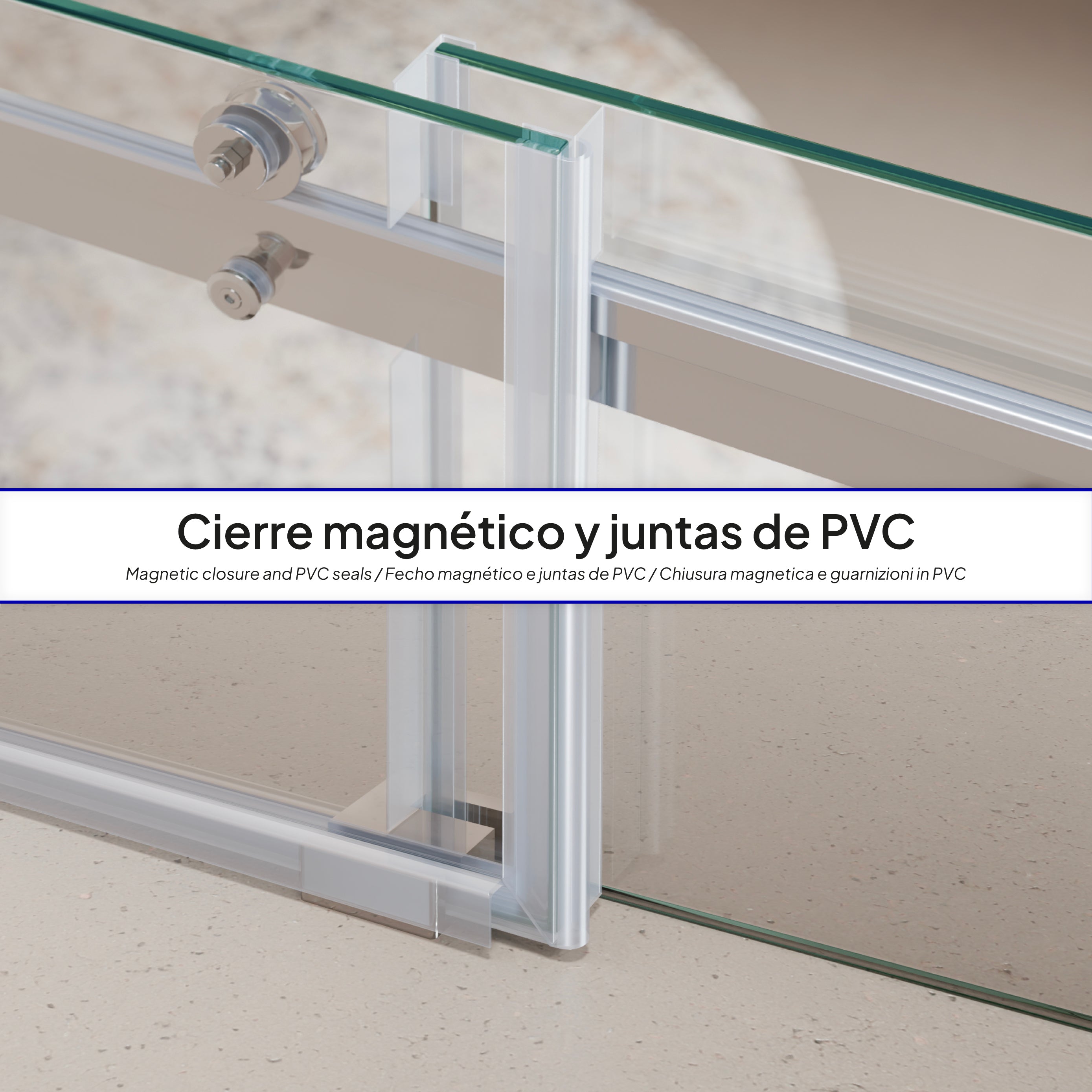 VIOLA - Porta de duche com porta de correr em vidro temperado 8 mm