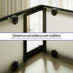 DIANA - Cabine de duche de canto com portas de correr em vidro temperado fosco e perfil preto mate