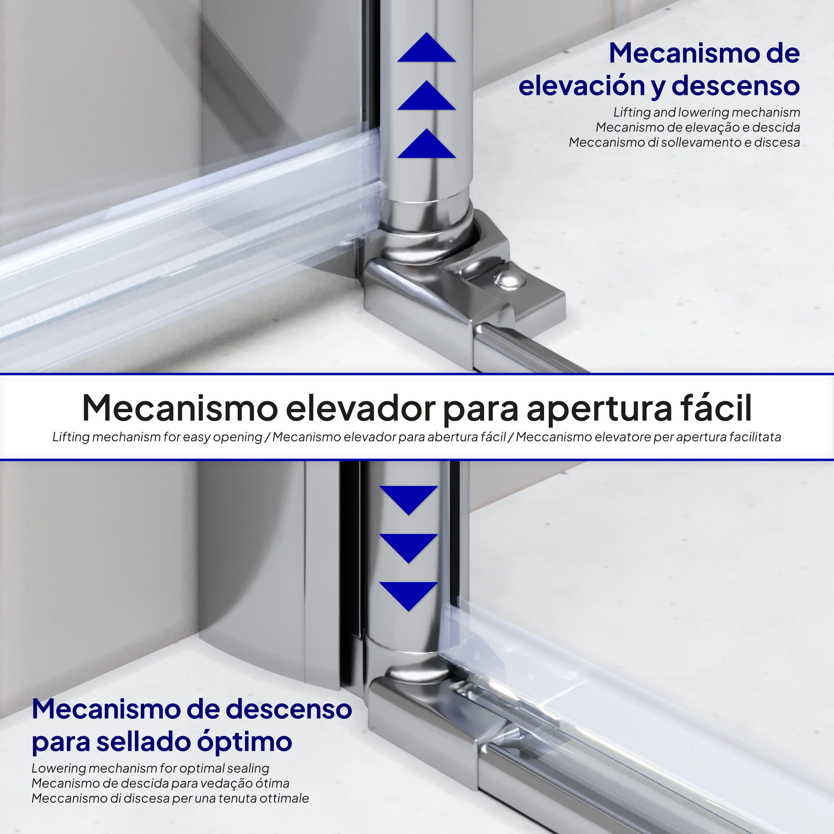 EMMA - Cabine de duche com portas articuladas, vidro meio fosco 6 mm e perfil cromado