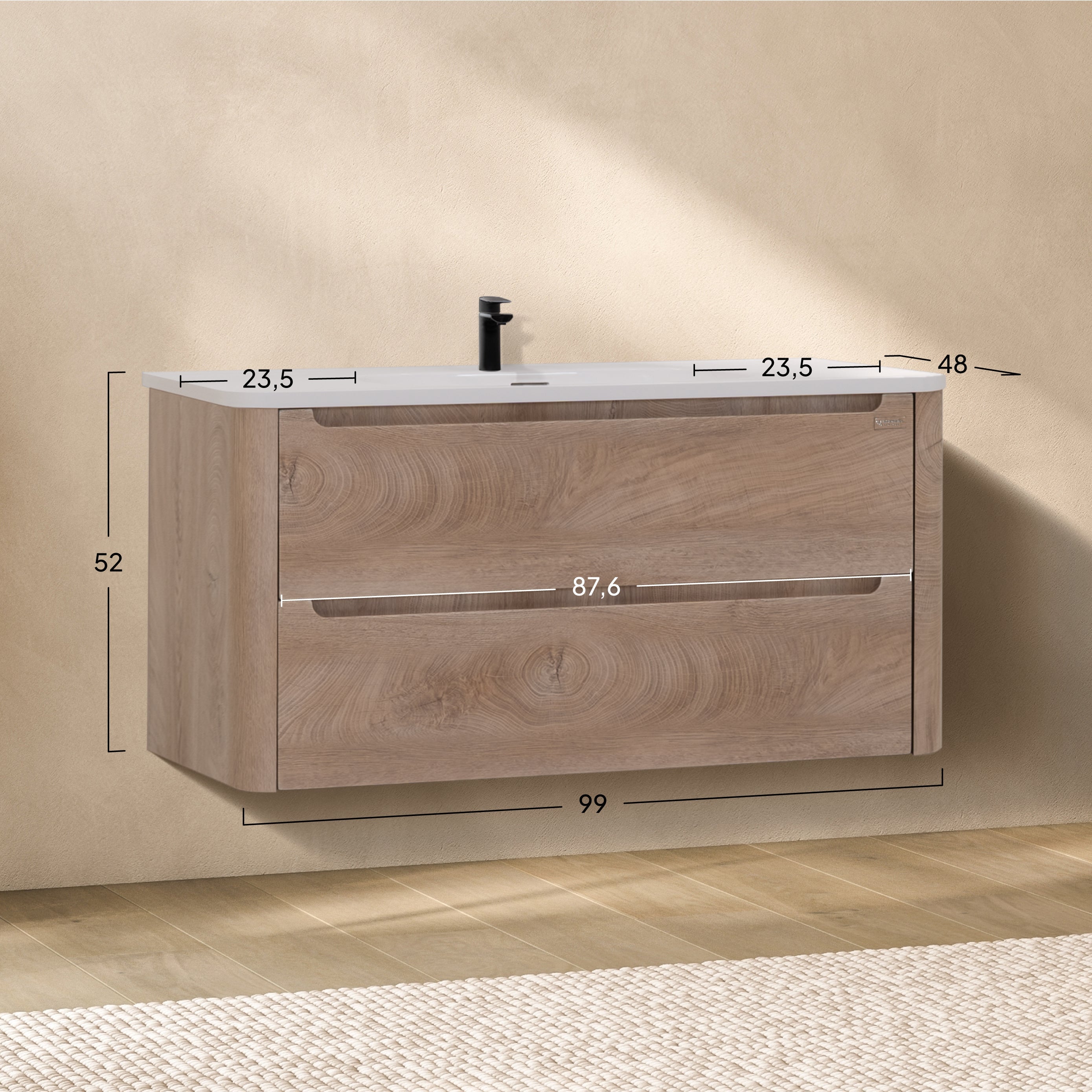 VESTA - Mueble de lavabo suspendido con cajones