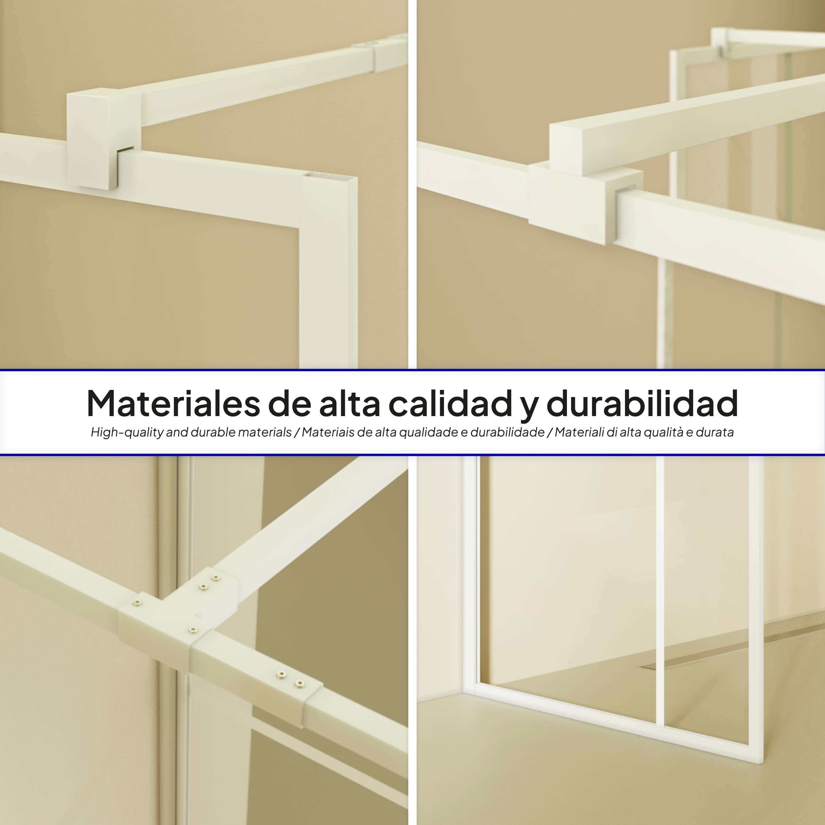 GIANNA - Painel de duche Walk-In com 2 painéis em vidro temperado com blocos e perfil cromado