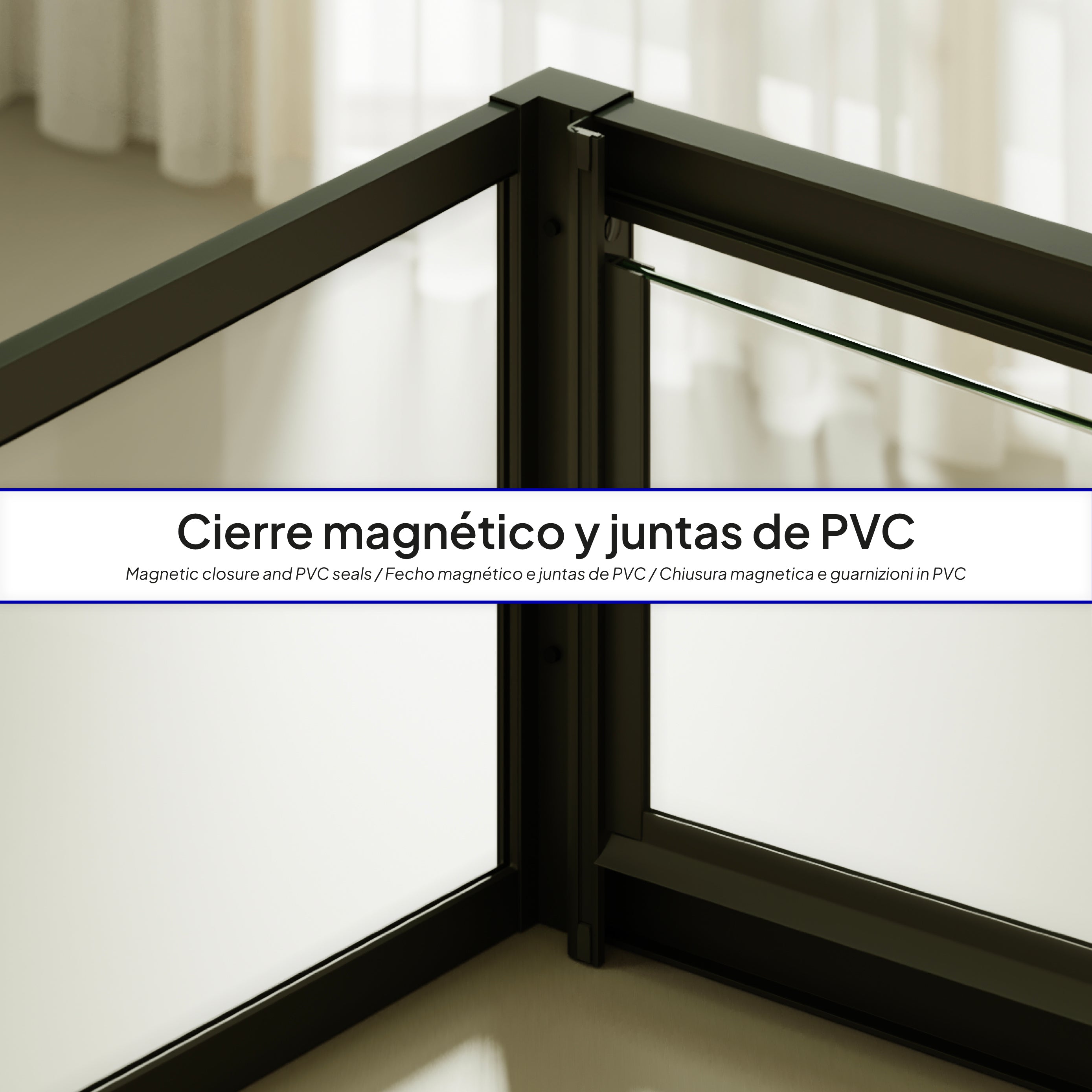 ISADORA - Cabine de duche frontal com portas articuladas em vidro temperado e perfil preto mate