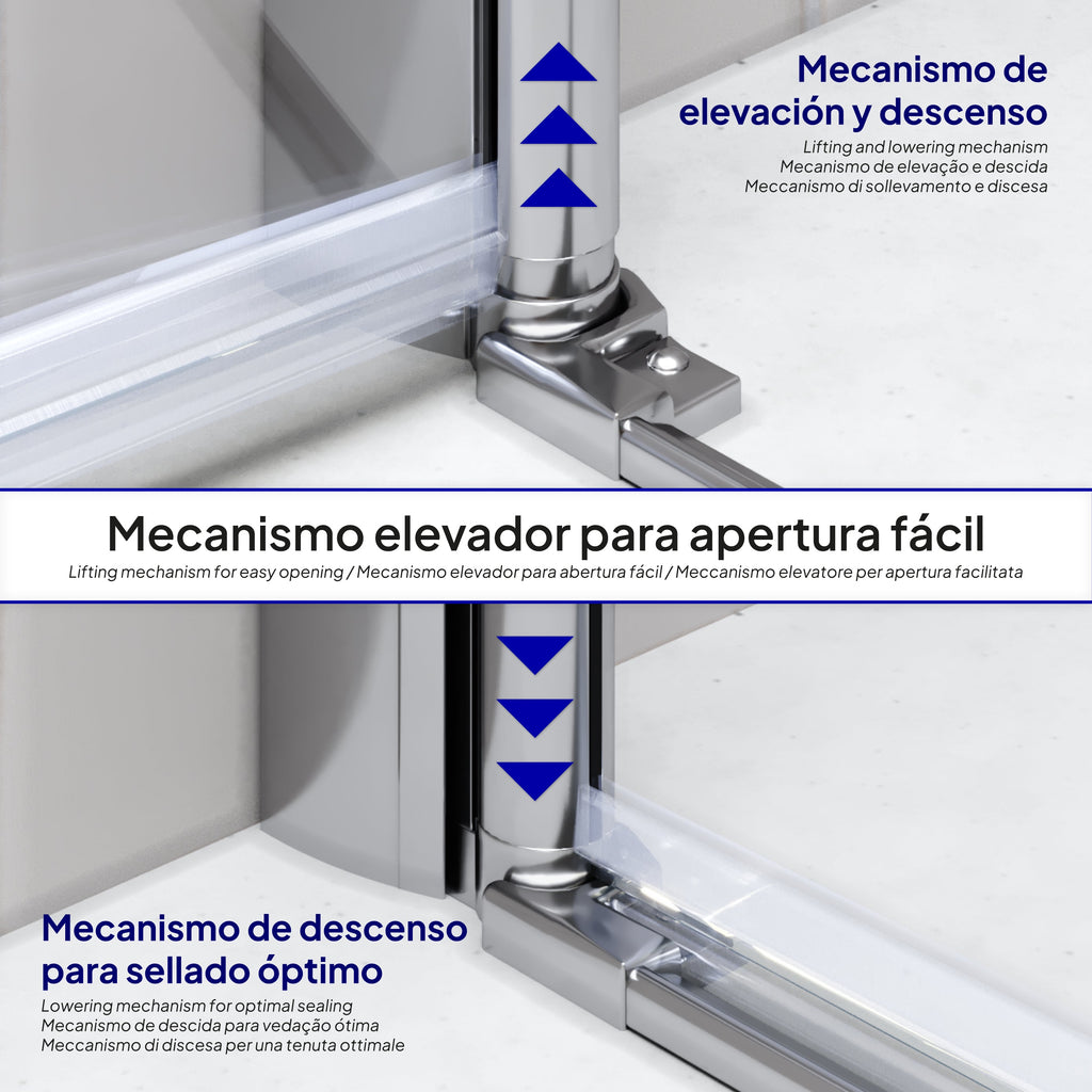 LIMA - Porta de duche com portas batentes em vidro temperado 6 mm e perfil cromado