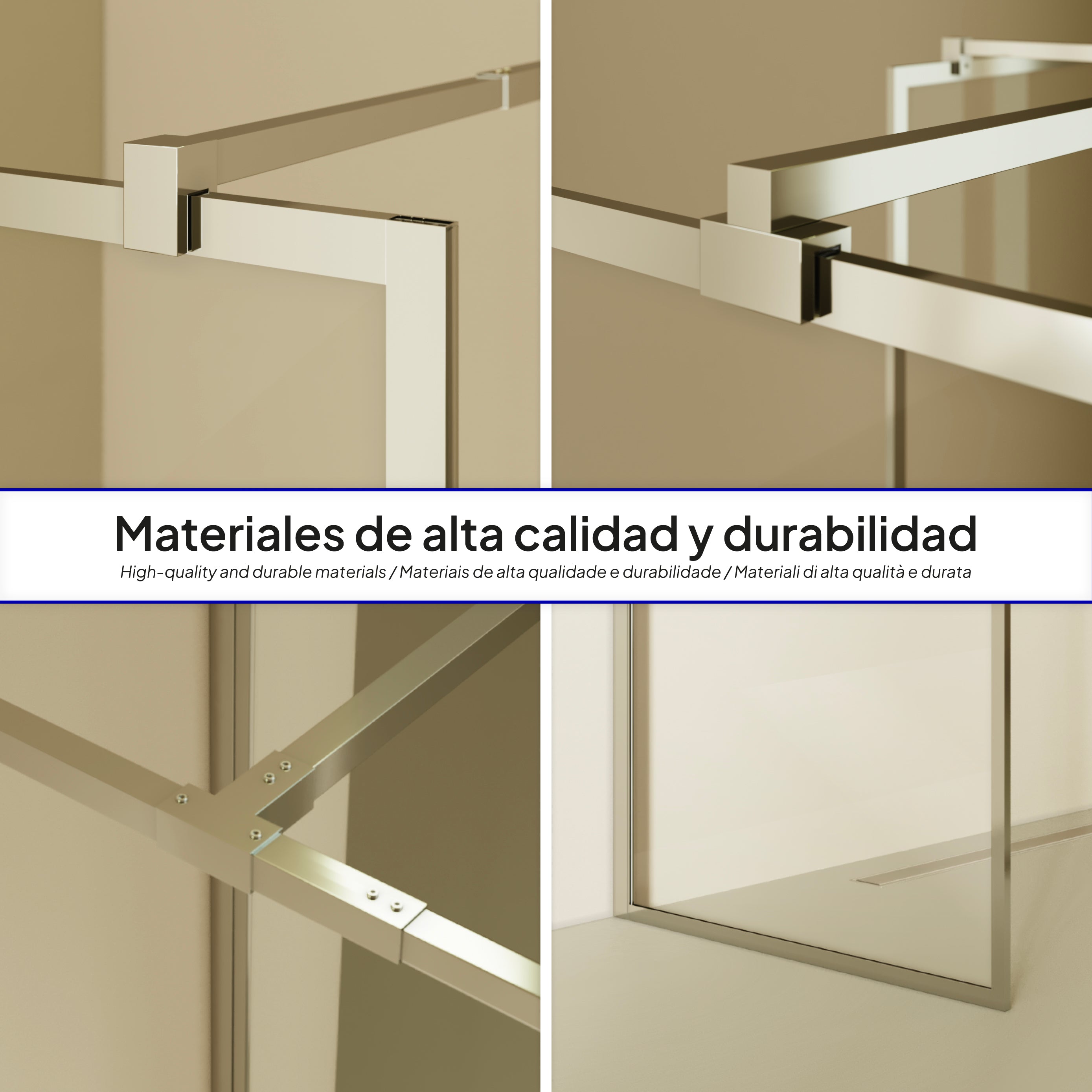 GIANNA - Painel de duche Walk-In com 2 painéis em vidro temperado com perfil cromado