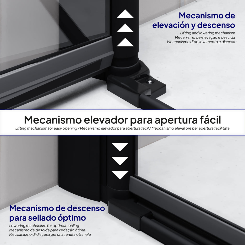 LIMA - Porta de duche com portas batentes em vidro temperado 6 mm e perfil preto mate