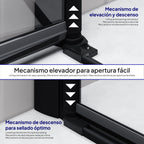 LIMA - Porta de duche com portas batentes em vidro temperado 6 mm e perfil preto mate