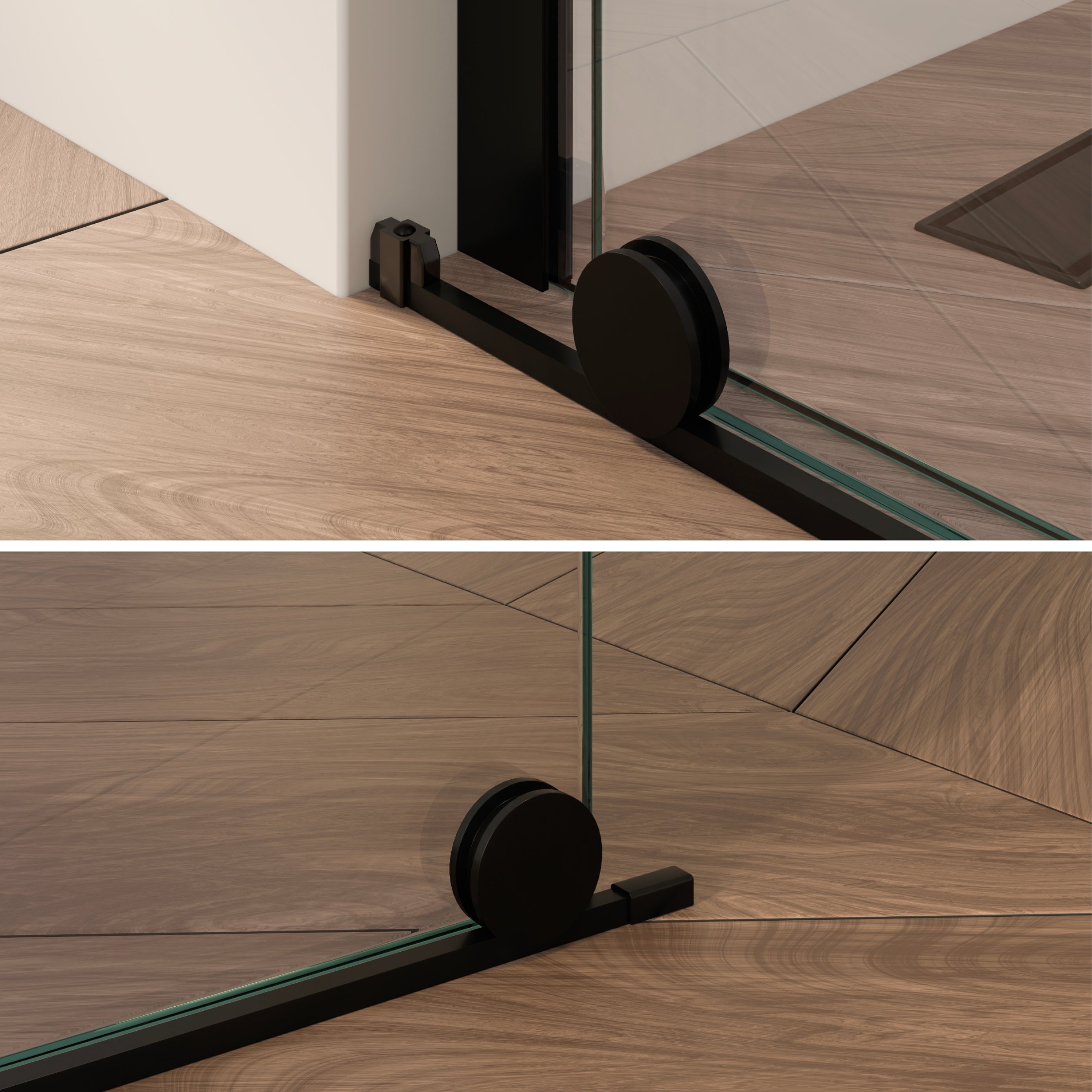 NADINE - Painel de duche Walk-In em vidro temperado 8 mm com perfil preto mate