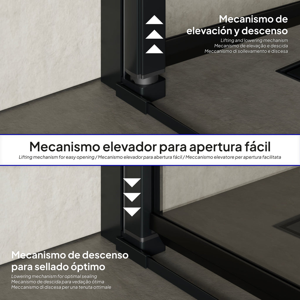 BELLE - Cabine de duche de canto com portas dobráveis em vidro temperado e perfil preto mate