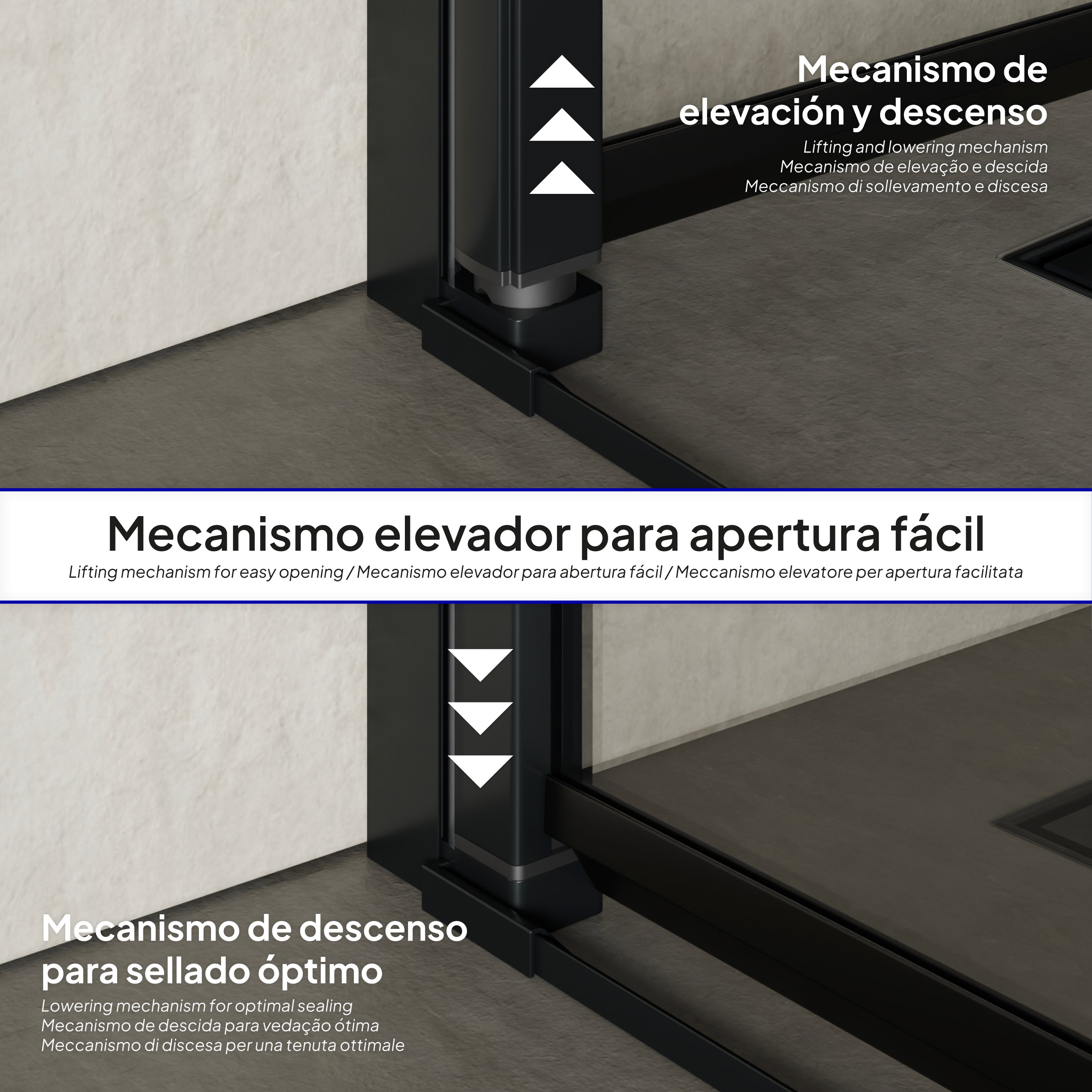 BELLE - Cabine de duche de canto com portas dobráveis em vidro temperado e perfil preto mate