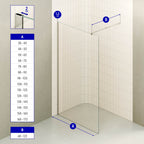 FIONA - Painel de duche walk-in em vidro temperado 8 mm com perfil cromado