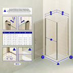NICOLE - Cabine de duche frontal com portas articuladas em vidro temperado 8 mm
