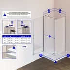 HELLEN - Cabine de duche frontal com portas articuladas em vidro temperado e perfil cromado