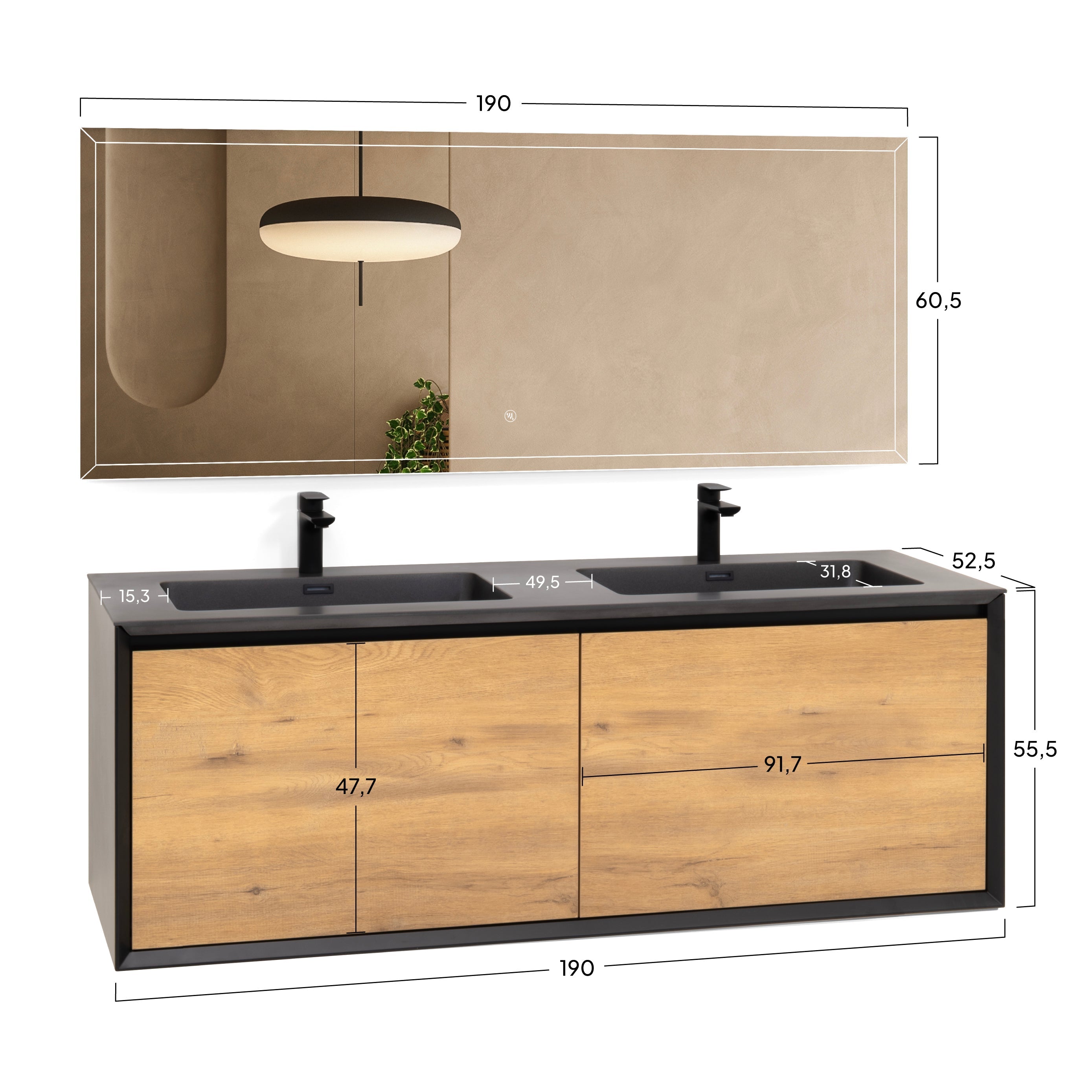 FIDIA - Conjunto de baño suspendido doble