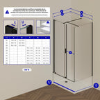 NADINE - Cabina de ducha con puerta corredera, cristal templado de 8 mm y perfil negro mate