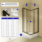 DIANA - Box doccia angolare con ante scorrevoli, vetro temperato e profilo nero opaco