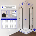 LINDA - Cabine de duche de canto com portas articuladas em vidro temperado e perfil preto mate