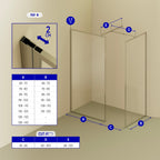 GIANNA - Panel de ducha Walk-In con 2 paneles de cristal templado y perfil cromado