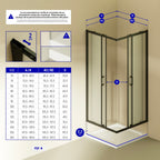 DIANA - Cabine de duche de canto com portas de correr em vidro temperado fosco e perfil preto mate
