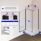 HELLEN - Cabine de duche frontal com portas articuladas em vidro temperado e perfil preto mate