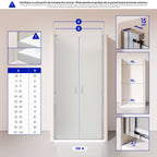 LARA - Mampara de ducha con puertas abatibles de vidrio templado esmerilado de 6 mm
