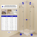 ALICE - Cabine de duche de canto com portas articuladas em vidro temperado fosco