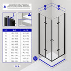 EMMA - Cabine de duche com portas articuladas, vidro 6 mm e perfil preto mate