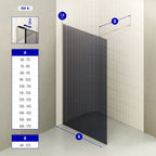 FIONA - Painel de duche Walk-In em vidro temperado escurecido 10 mm com perfil cromado