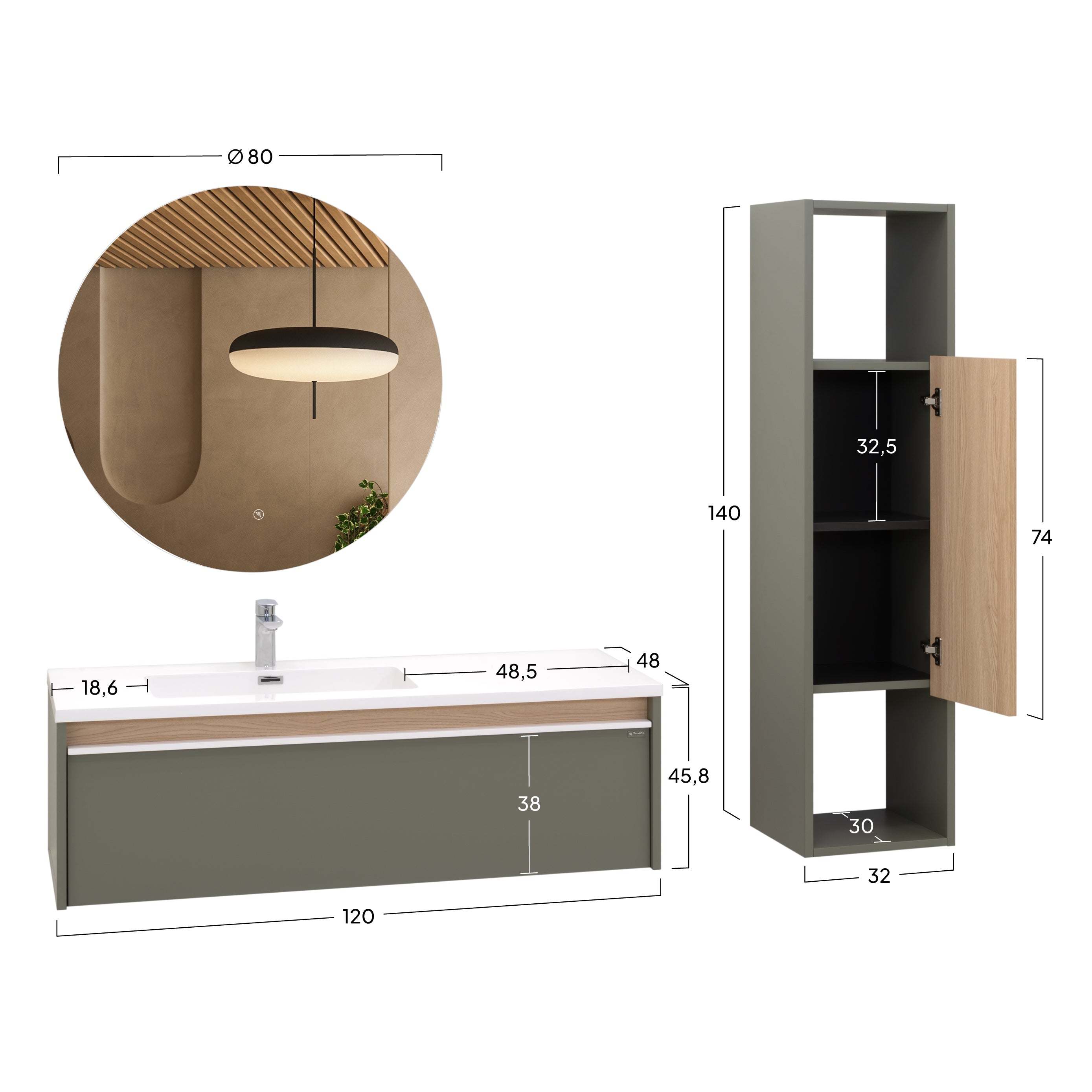 NEREIA - Set di mobili da bagno sospesi